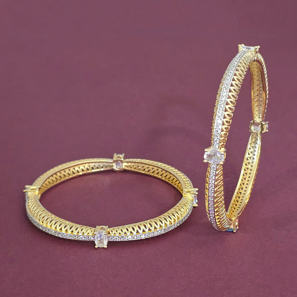440699 Cubic Zirconia Classic Bangles With 2 Tone Plating