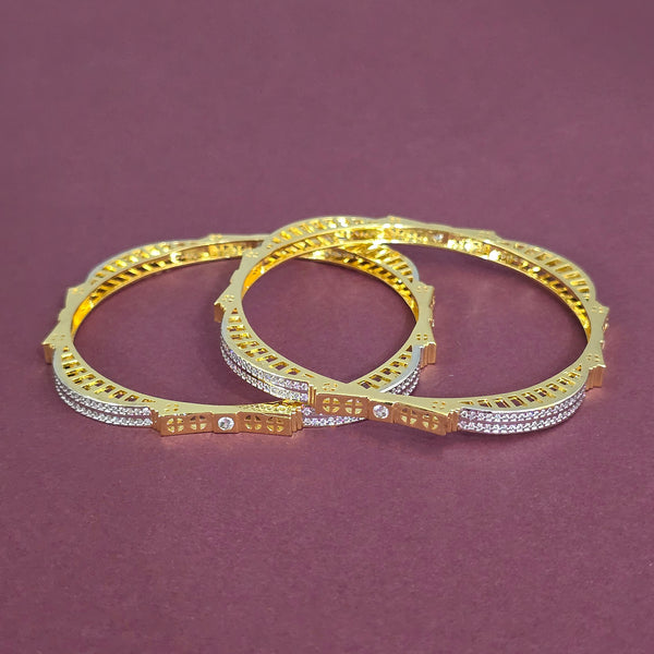440700 Cubic Zirconia Classic Bangles With 2 Tone Plating