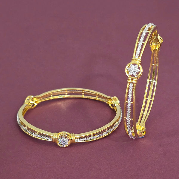 440701 Cubic Zirconia Classic Bangles With 2 Tone Plating