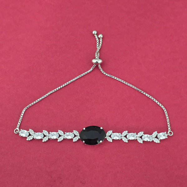 440724 Cz Adjustable Bracelet With Rhodium Plating