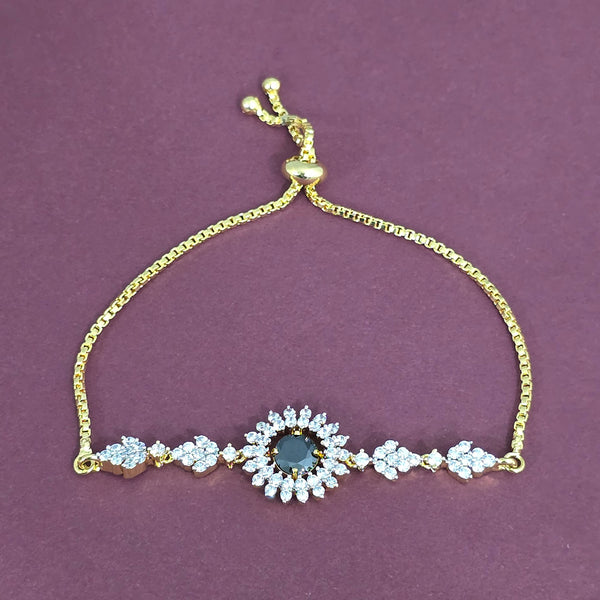 440725 Cubic Zirconia Adjustable Bracelet With 2 Tone Plating