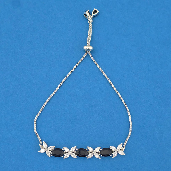 440737 Cubic Zirconia Adjustable Bracelet With Rhodium Plating