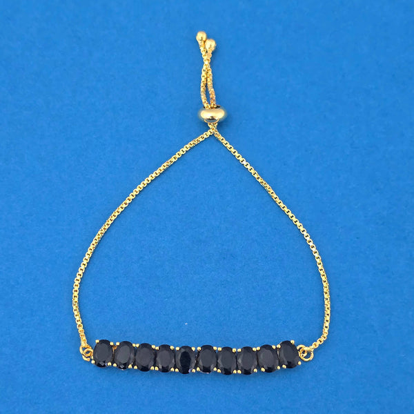 440738 Cubic Zirconia Adjustable Bracelet With Gold Plating