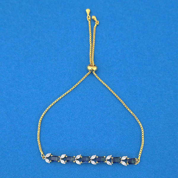 440742 Cubic Zirconia Adjustable Bracelet With Gold Plating