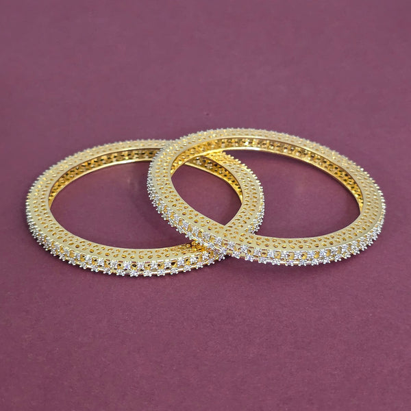 440748 Cubic Zirconia Classic Bangles With 2 Tone Plating