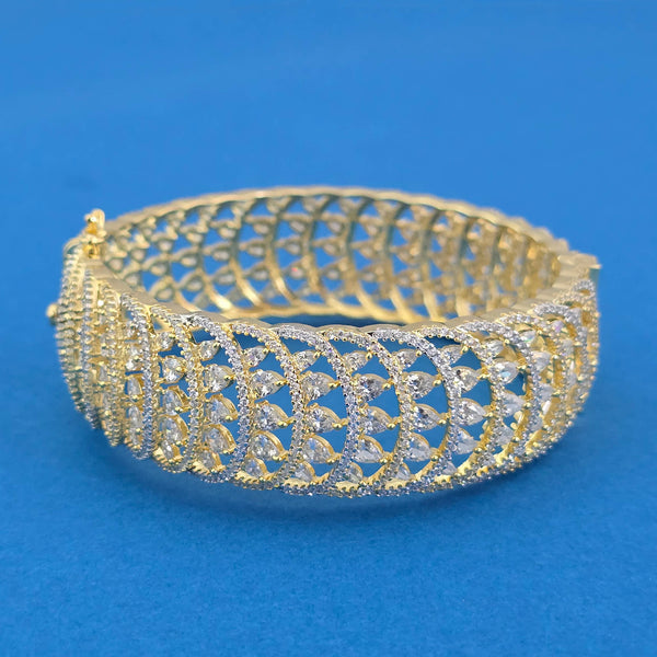 440749 Cubic Zirconia 1 Pc Openable Bangles With 2 Tone Plating