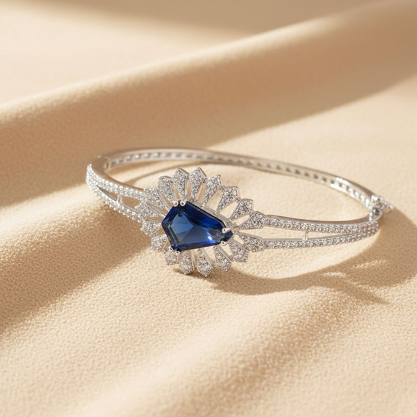 440761 Cz Openable Kada With Rhodium Plating