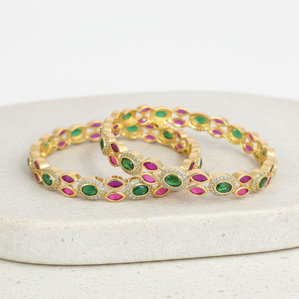 440779 Cz Classic Bangles With 2 Tone Plating