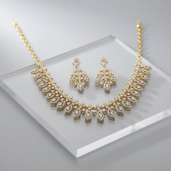 440792 Cz Classic Necklace With 2 Tone Plating