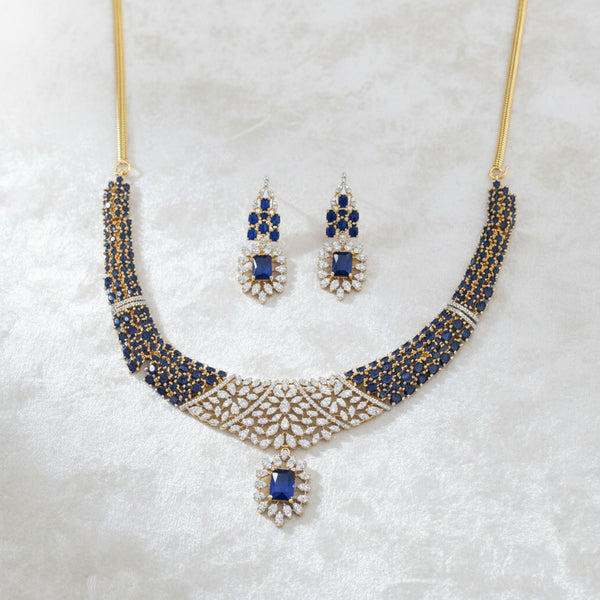 440794 Cz Classic Necklace With 2 Tone Plating