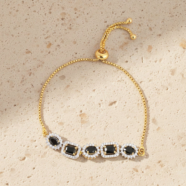 440814 Cz Adjustable Bracelet With 2 Tone Plating