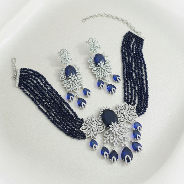 440816 Cz Classic Necklace With Rhodium Plating