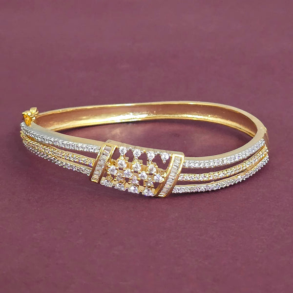 440830 Cz Openable Kada With Mehndi 2 Tone Rhodium Plating