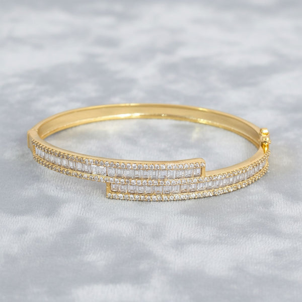 440831 Cz Openable Kada With Mehndi 2 Tone Rhodium Plating