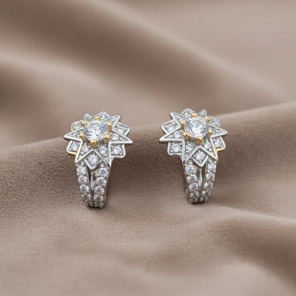 440841 Cz Pressing Nose Ring With 2 Tone Rhodium Plating