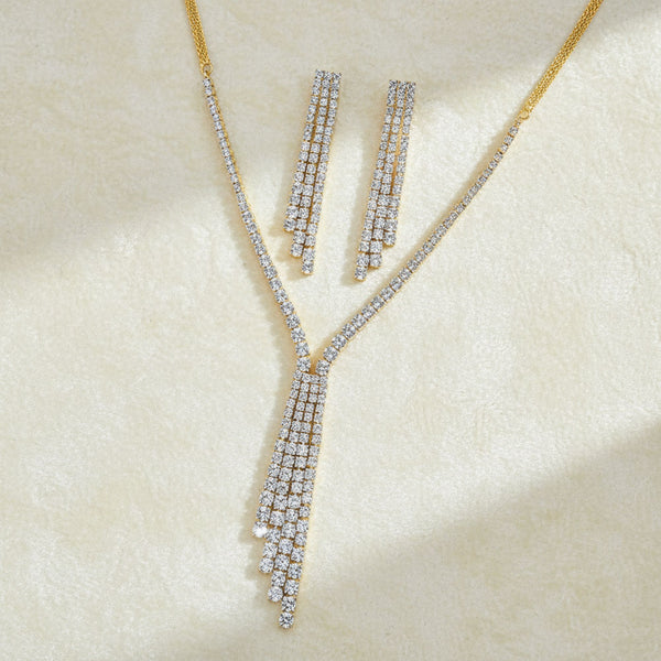 440849 Cz Classic Necklace With 2 Tone Rhodium Plating