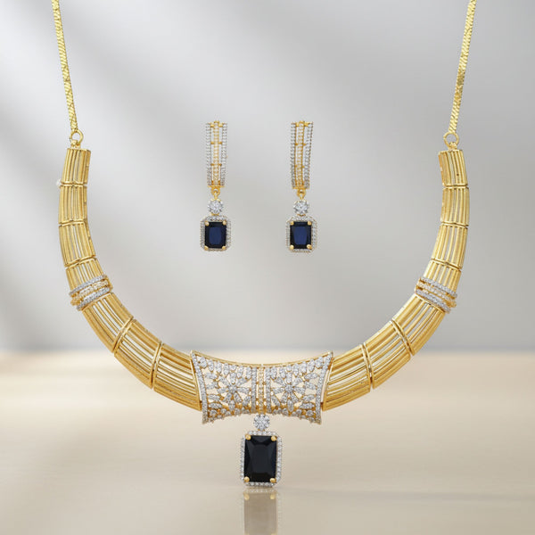 440862 Cz Classic Necklace With 2 Tone Plating