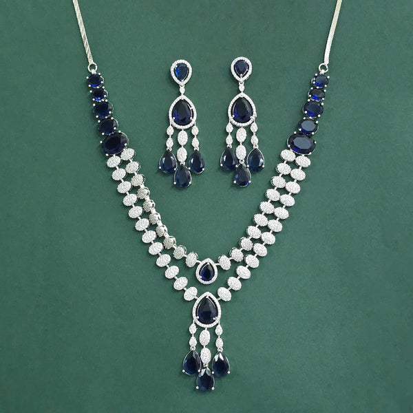 440864 Cz Classic Necklace With Rhodium Plating