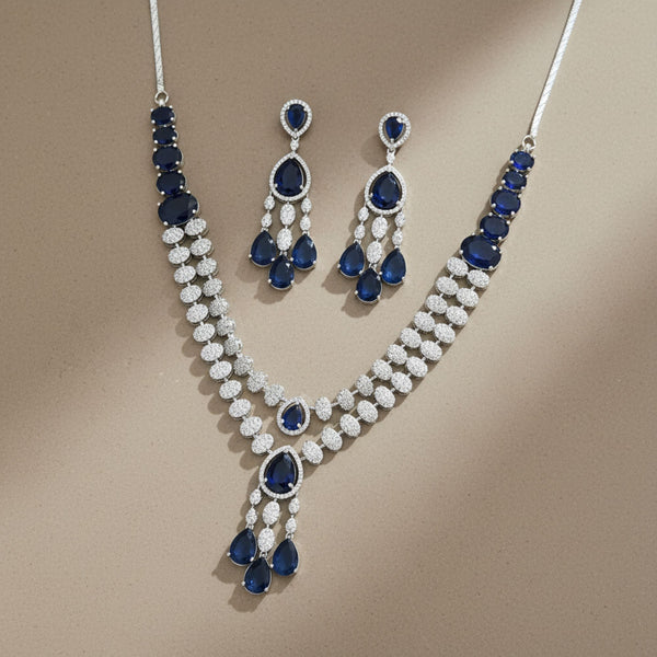 440865 Cz Classic Necklace With Mehndi Plating