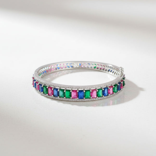 440870 Cz Openable Kada With Rhodium Plating