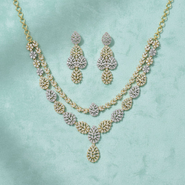 440886 Cz Classic Necklace With 2 Tone Plating