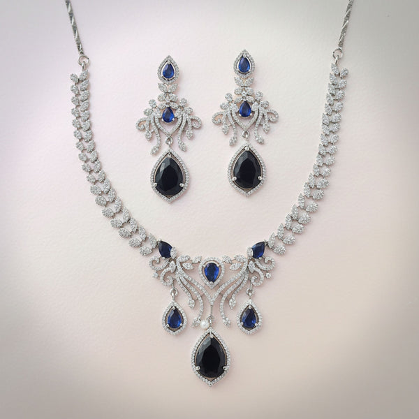 440889 Cz Classic Necklace With Rhodium Plating