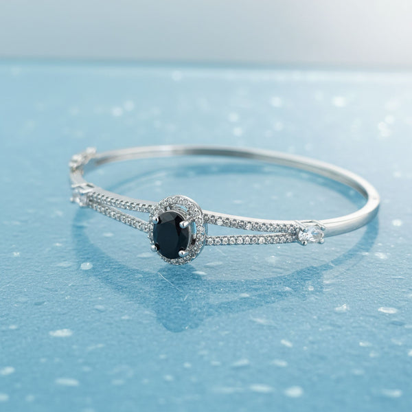 440902 Cz Openable Kada With Rhodium Plating