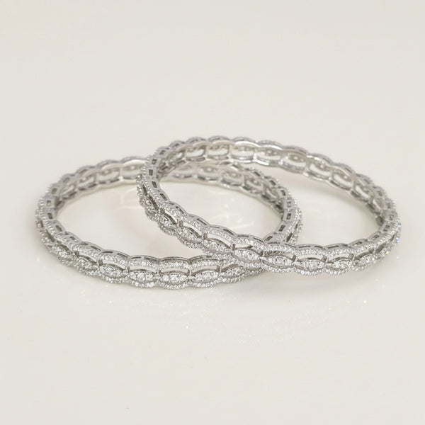 440910 Cz Classic Bangles With Rhodium Plating
