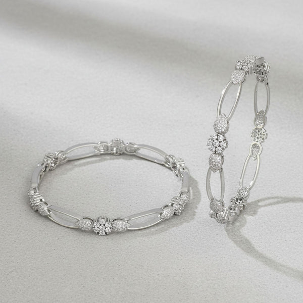 440912 Cz Classic Bangles With Rhodium Plating