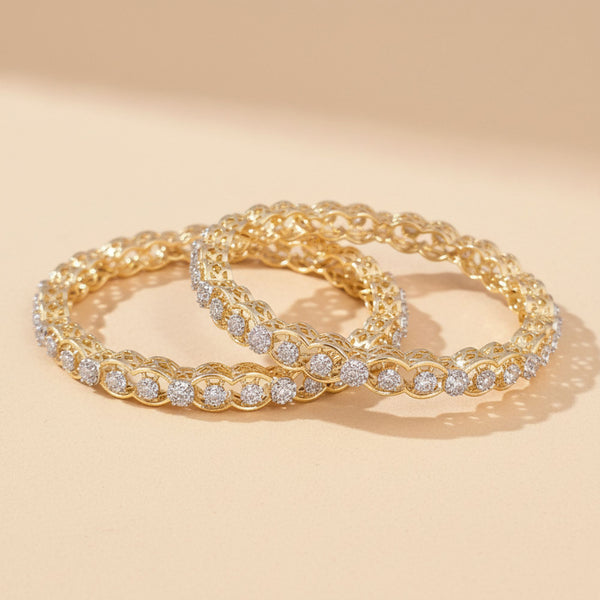 440914 Cz Classic Bangles With 2 Tone Plating