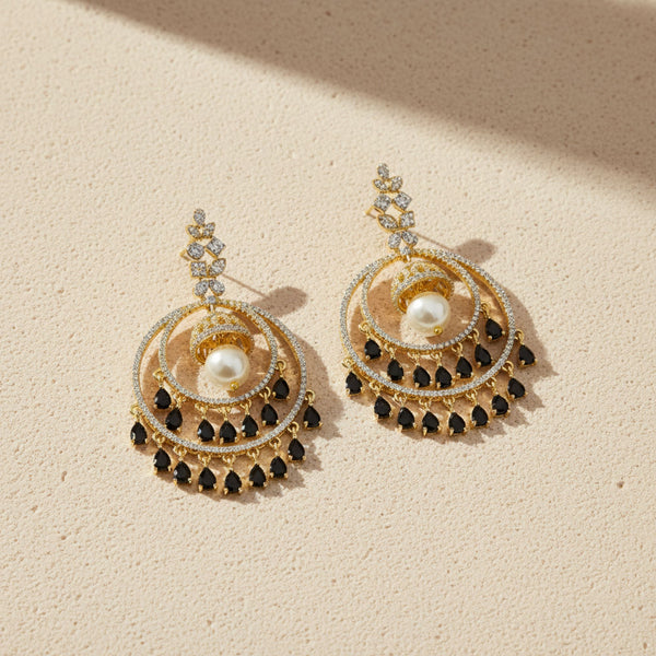 440921 Cubic Zirconia Classic Earring With 2 Tone Plating