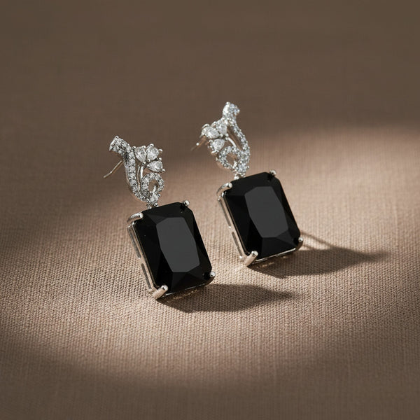 440930 Cubic Zirconia Classic Earring With Rhodium Plating