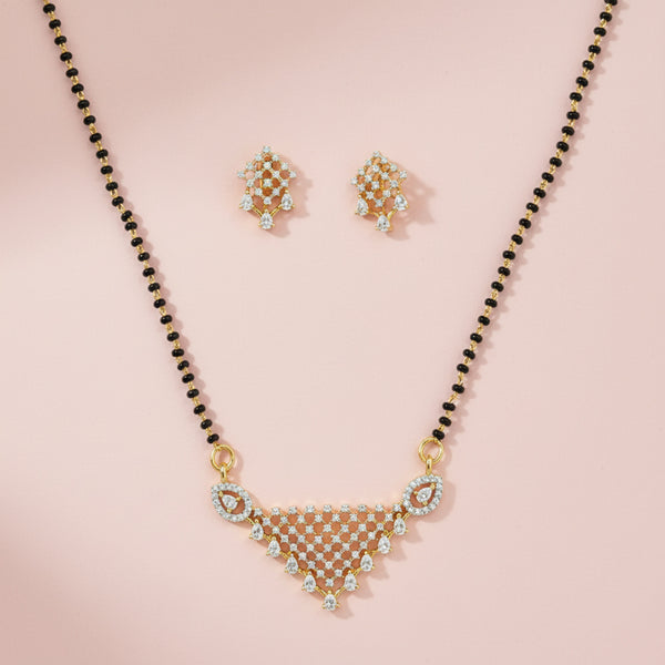 440932 Cz Delicate Mangalsutra With 2 Tone Plating