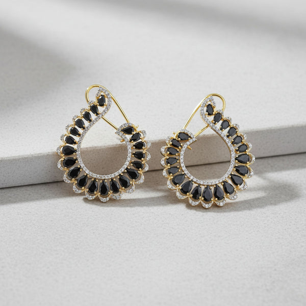 440936 Cz Classic Earring With 2 Tone Plating