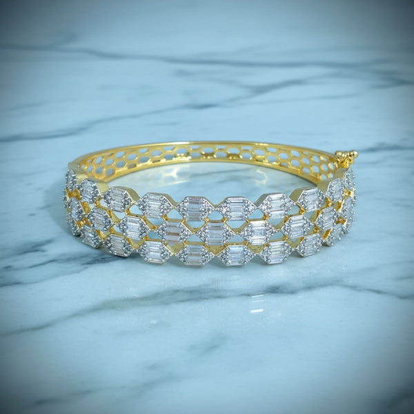 440939 Cubic Zirconia Classic Kada With Carat 2 Tone Rhodium Plating