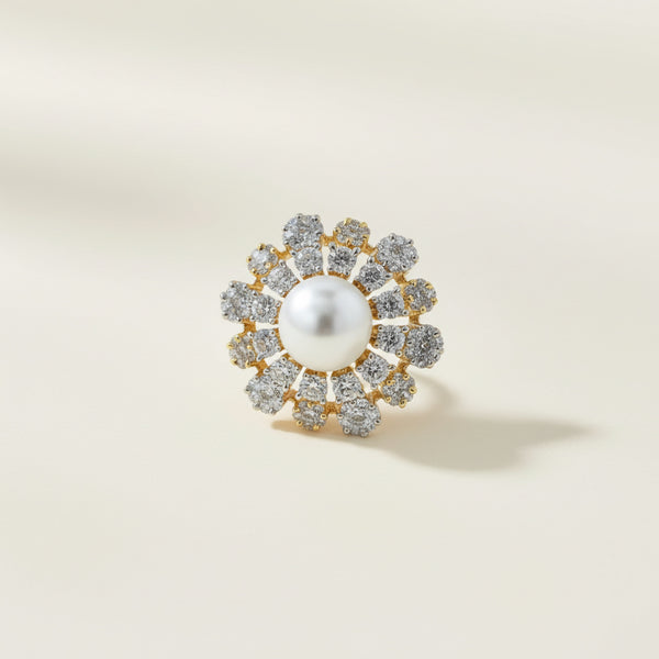 440942 Cz Adjustable Ring With 2 Tone Rhodium Plating