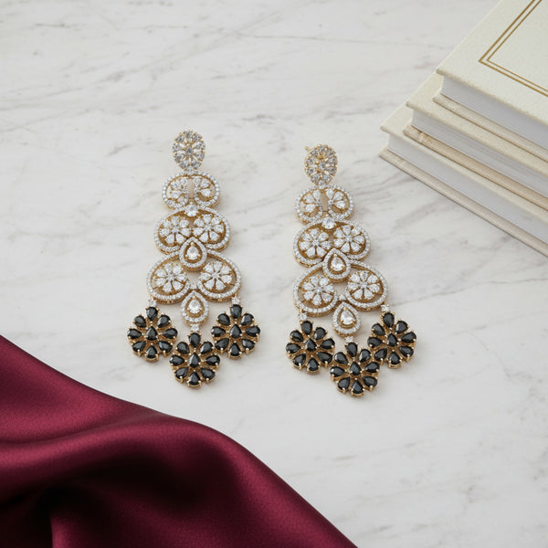 440943 Cz Classic Earring With 2 Tone Plating
