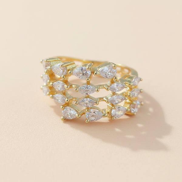 440946 Cz Adjustable Ring With 2 Tone Rhodium Plating