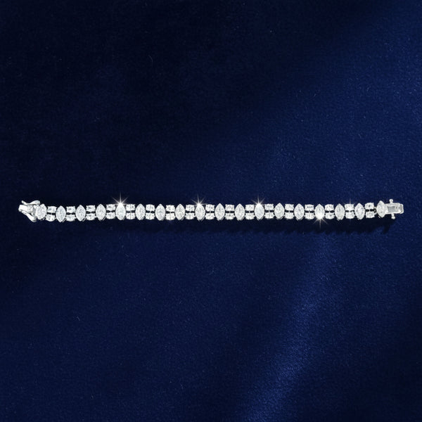 440949 Cubic Zirconia Openable Bracelet With 2 Tone Rhodium Plating