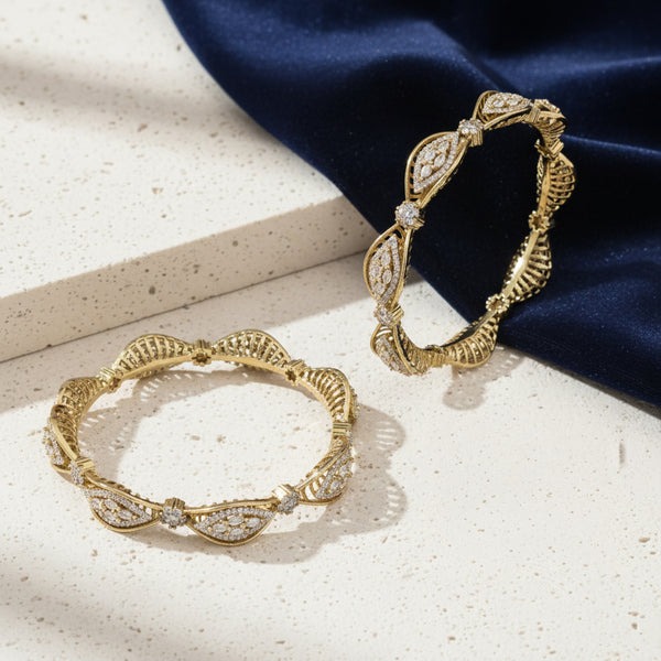 440967 Cz Classic Bangles With Mehndi Plating