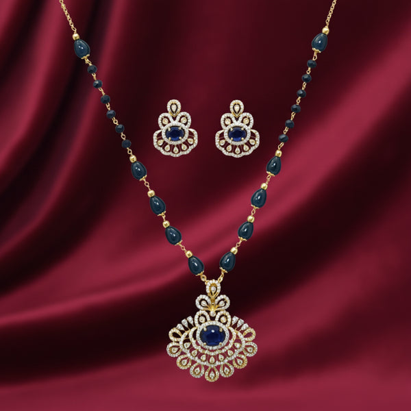 440991 Cubic Zirconia Classic Pendant Set With 2 Tone Plating