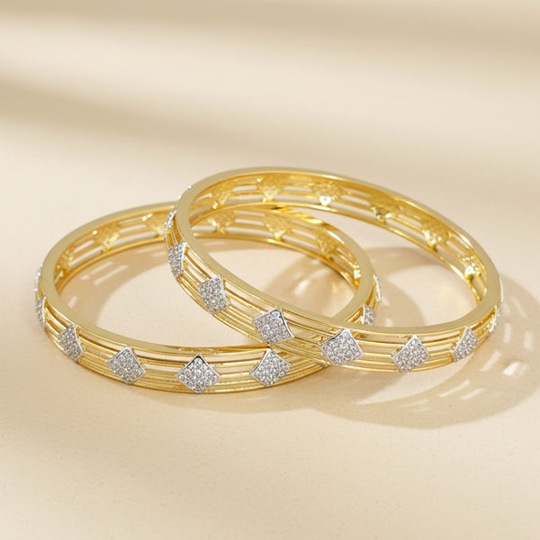 440995 Cz Classic Bangles With 2 Tone Plating