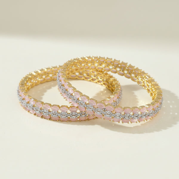 440996 Cz Classic Bangles With 2 Tone Plating