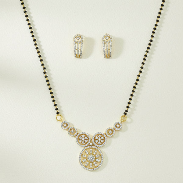 441008 Cz Classic Mangalsutra With 2 Tone Rhodium Plating