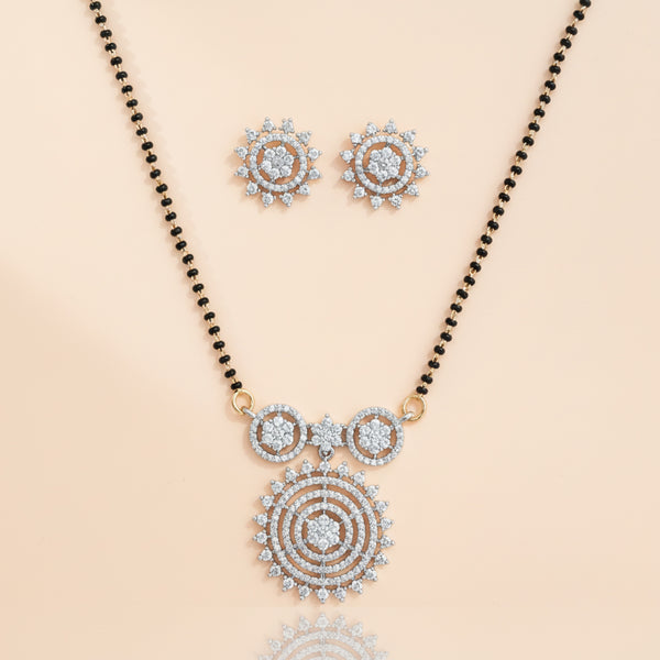 441009 Cz Classic Mangalsutra With Rhodium Plating