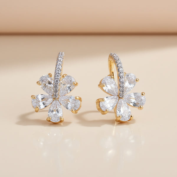 441011 Cz Delicate Earring With 2 Tone Rhodium Plating