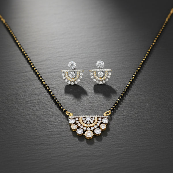 441025 Cubic Zirconia Classic Mangalsutra With 2 Tone Plating