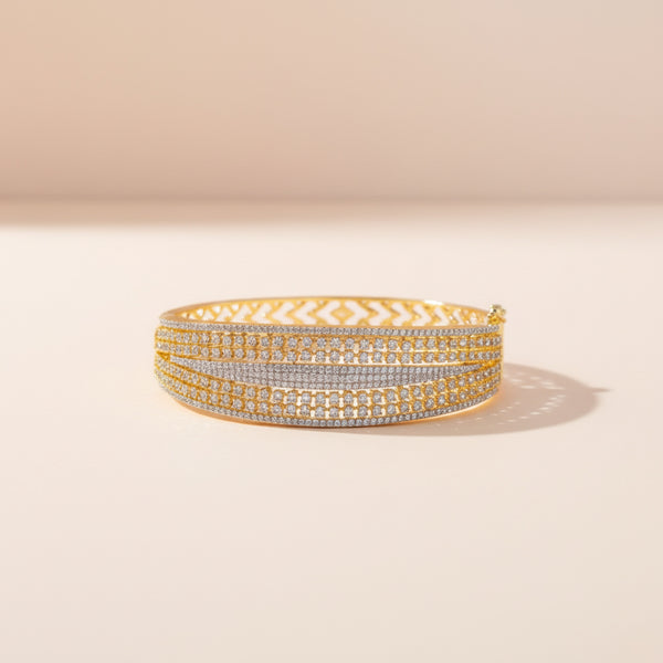 441049 Cz Classic Kada With 2 Tone Rhodium Plating