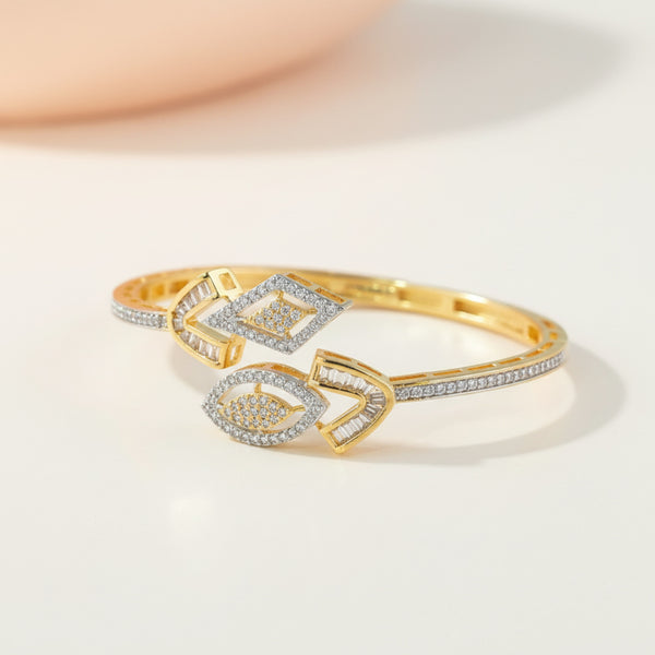 441054 Cz Classic Kada With 2 Tone Rhodium Plating