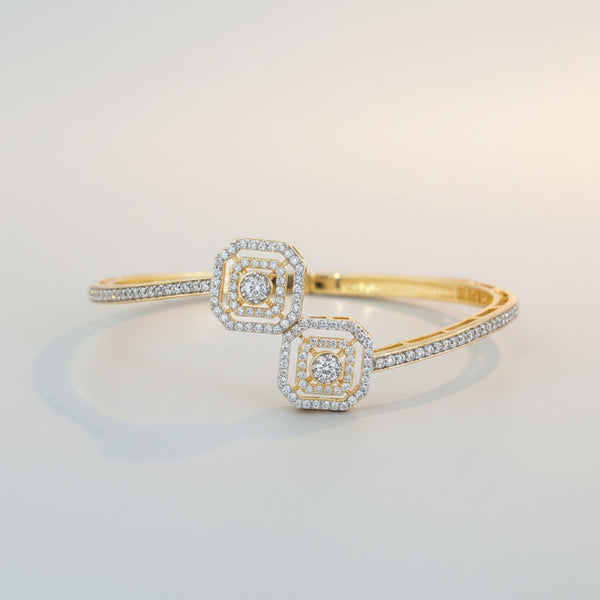441056 Cz Classic Kada With 2 Tone Rhodium Plating
